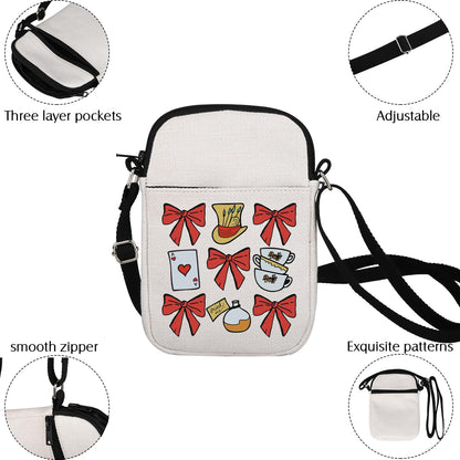 BNQL Alice Crossbody Bag Fairy Tale Fans Gift Mad Hater Hat Gifts Night Tea Party Gifts Mad Hatter Tea Party Shoulder Bag