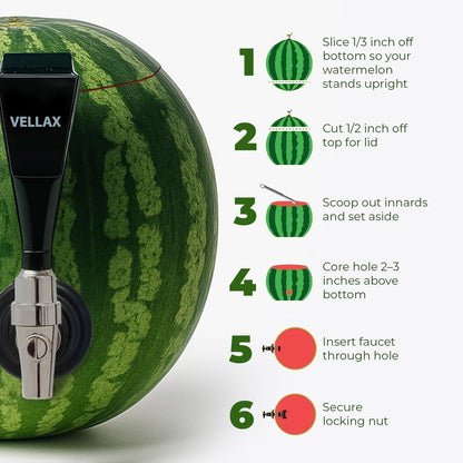 Original Watermelon Tap Kit - Coring Tool & Spigot Set for Fruit Keg, Pumpkin or Melon Beverage Dispenser - Easy Party Punch Bar