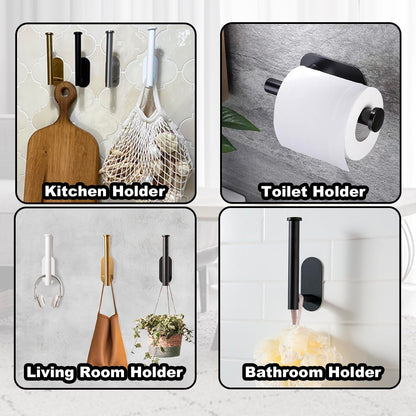 Metal Curtain Holdbacks - Self-Adhesive Curtain Pull Backs, Curtain Hooks - No Drill Curtain Drapery Tiebacks Holders for Windows, Doors - Multi-Purpose Hooks for Home - Set of 4