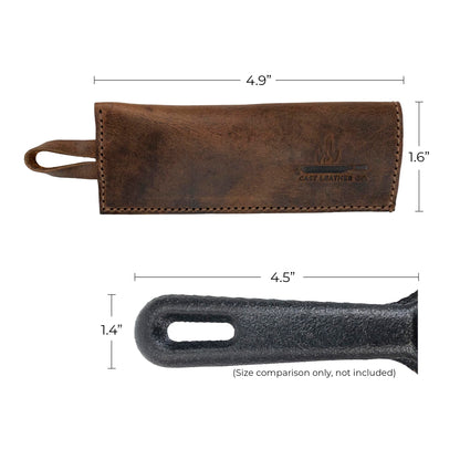 Cast Leather Co., Set of 2 Rectangular Pan Handle Covers, Sleeve for Metal Skillet Grip, Kitchen Accessories, Full Grain Leather, Handmade, Bourbon Brown