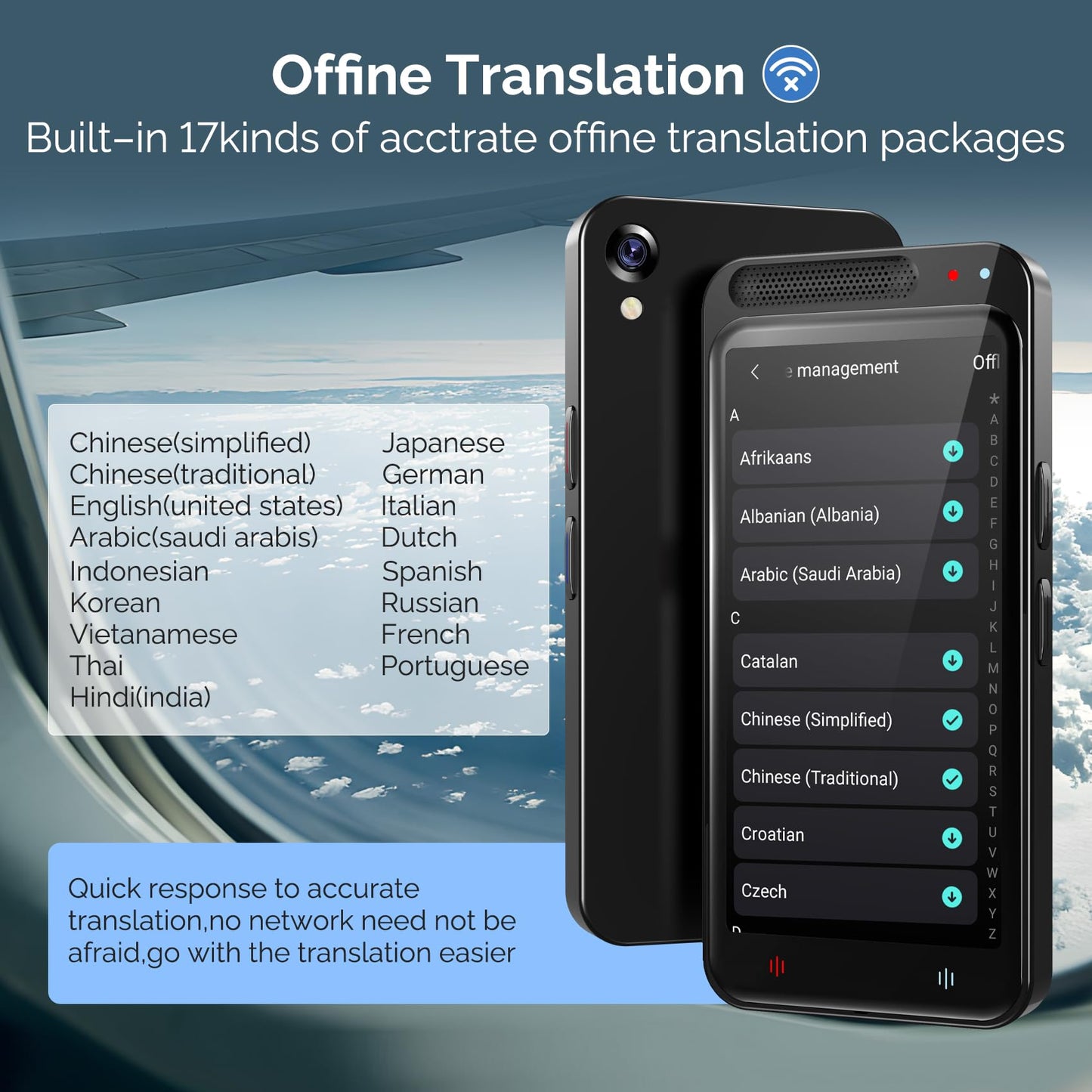 Language Translator Device, 150+ Languages Two-Way Real Time Translator Device No WiFi Needed Upgraded ChatGPT, Instant Translator, Offline&Text&Photo&Voice Translation for Travel Business Learning