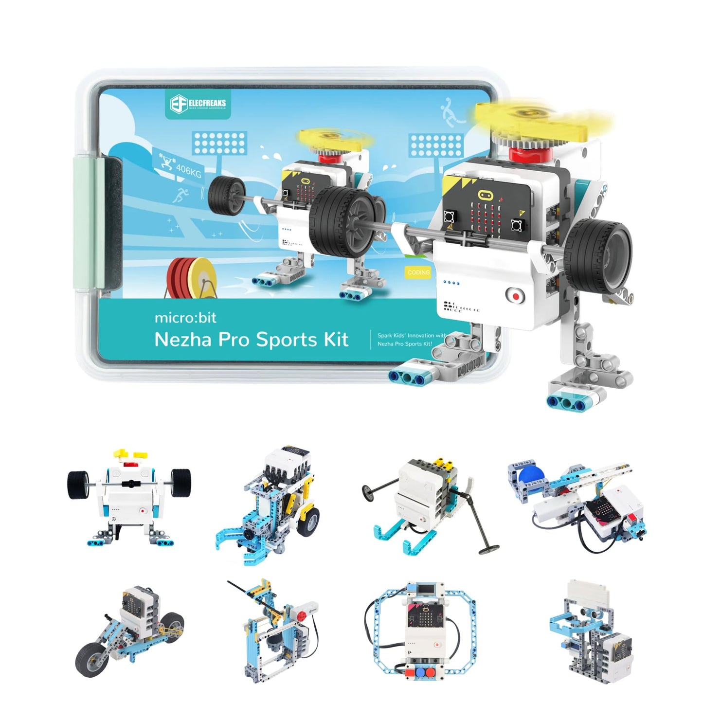 ELECFREAKS Micro:bit Sport Kit with Nezha Pro Expansion Board 11+ Learning Projects,microbit Planet X Sensors Starter Kit with Closed Loop Motor(Without Micro:bit)