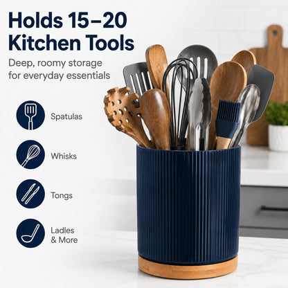 360° Rotating Cooking Utensil Holder, Kitchen Utensil Holder for Countertop