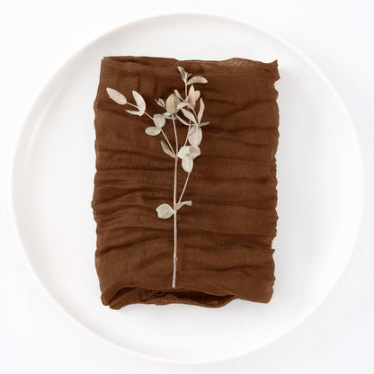 DeZerlor 50 Pack Brown Cheesecloth Napkins Tan Summer Cloth Napkins Set of 50 Dinner Napkins Bulk 21x21 Inches for Wedding Bridal Shower Baby Shower Parties