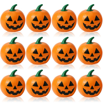 Vertintong 12 Pcs Halloween Pumpkin Beach Balls Inflatable Decorations 14 Inches Plastic Jack O Lantern Party Decoration Inflatable for Halloween Yard, Garden, and Lawn