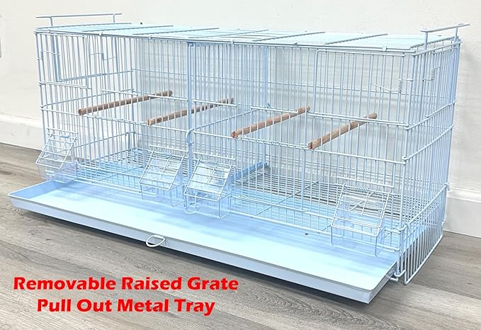 Extra Large 36" x 18" x 19"H Lot of Two Stackable Breeder Bird Flight Breeding Cage Side Breeding Nest Box Door with Center Divider