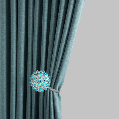 4 Packs Curtain Magnetic Buckle Spring Window Decoration Curtain Tie Rope for Home Office Decoration (Peacock Blue)