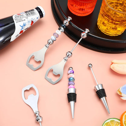 20 Pcs Beadable Wine Stoppers Bulk Beadable Beer Opener Set 10 Decorative Beaded Wine Bottle Stopper 10 Alloy Reusable Bottle Opener for DIY Crafts Fall Halloween Bar Party Favor Gifts