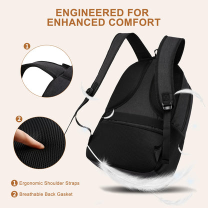 Kuosdaz Black Backpack for Men, School Backpack for Boys Teens, High School Bookbag