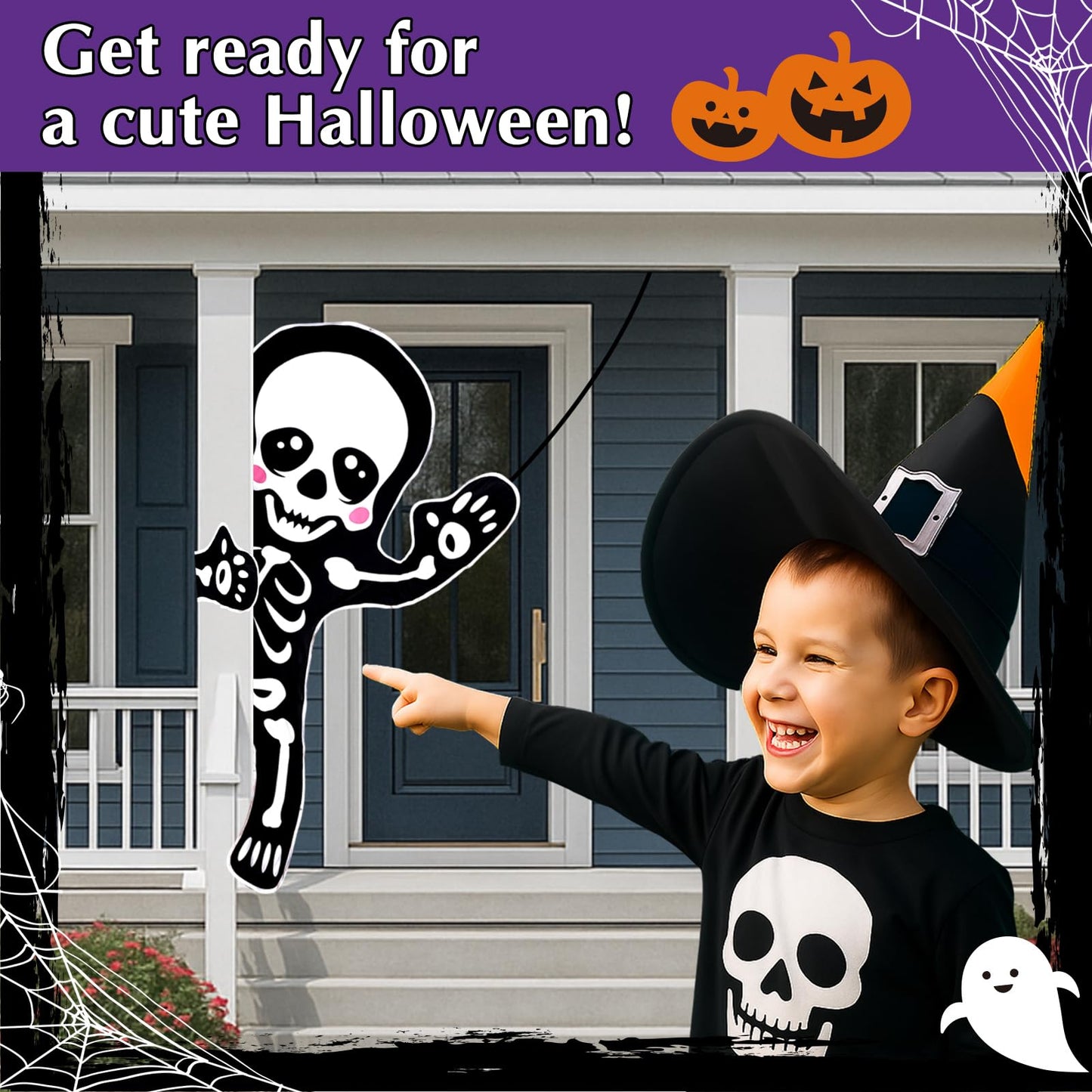 Halloscume 53 x 47'' Halloween Bendable Tree Wrap Skeleton Decoration Huge Cute Skeleton Design Decorations for Halloween Outdoor Indoor Lawn Tree Decor House Props Supply