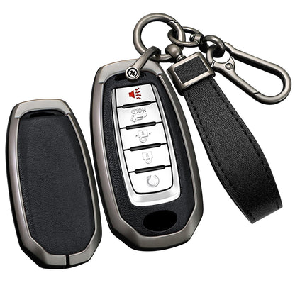 TECART 5-Button Car Key Fob Cover Fit for Infiniti Key Case Protector Keychain Holder Fit for Q50 Q60 QX50 QX55 QX60 Black