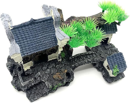 IBWell Classical Lifelike Chinese Landscape Resin Aquarium Castle Decorations Fish Tank Ornaments (River)