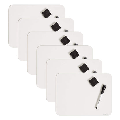 U Brands Dry Erase Lap Board Set, 12” x 9”, Small Whiteboard, Includes 6 Markers and 6 Erasers, 6 Count