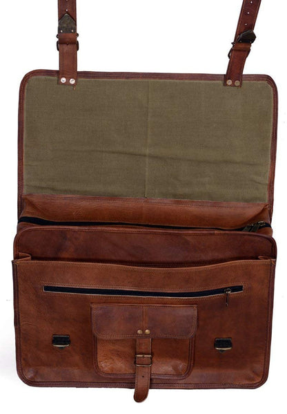 Leather briefcase for men 18 inch laptop messenger bag office satchel computer bag for men and women (18 INCH)