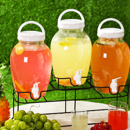 Tanlade 3 Pcs Plastic Drink Dispenser with Spigot and Metal Stand 1.2 Gallon Beverage Dispenser for Parties Juice Dispensers Lemonade Jar with Lids for Cold Drink Tea Water Container