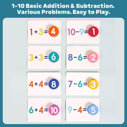 Montessori Digital Operation Cards 54 Cards with 108 Faces Addition & Subtraction Games for Toddlers Early Math Learning Toys with Mnemonic Table