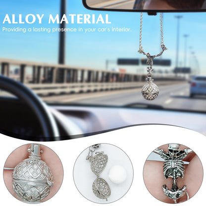 TECHPLUS Skeleton Car Rear View Mirror Hanging Charm - Aromatherapy Pendant Car Accessories,Skull Ornament Essential Oil Diffuser, for Halloween&Daily Use