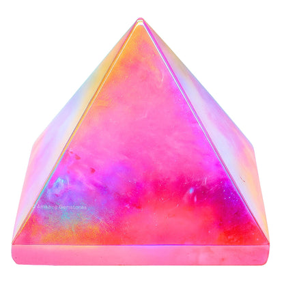Amazing Gemstone Angel Aura Rose Quartz Pyramid Crystal Healing Stones - 1" Great Pyramid Figurine of Natural Stone Pyramid for Meditation, Reiki, Chakra Balancing and Crystal Pyramids Grid