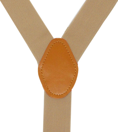 Doloise Mens Suspenders with 3 Swivel Hooks Belt Loops 1.4 Inch Wide Heavy Duty Adjustable Braces (khaki)