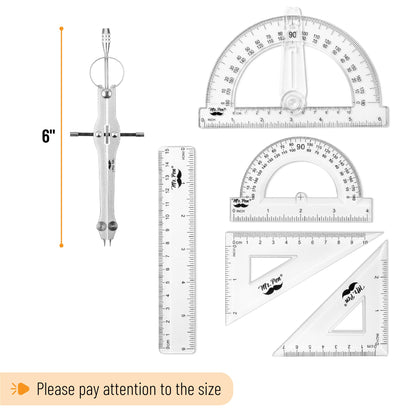 Mr. Pen- Geometry Set, 15 pcs, Green, 6 Inch Swing Arm Protractor, Divider, Set Squares, Ruler, Compasses and Protractor