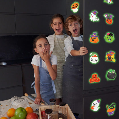 40PCS Halloween Crafts for Adults DIY Diamond Art: DIY Glow-in-The-Dark Refrigerator Magnets Stickers Kit, Magnetic Fridge Decor (Luminous)