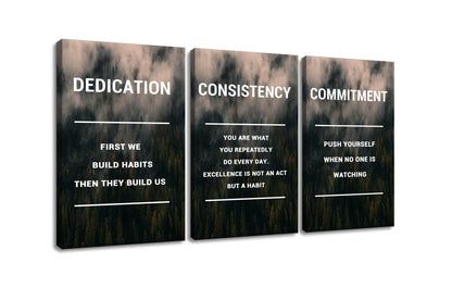 Motivational Canvas Posters Print Wall Art 3 Pieces Inspirational Entrepreneur Quotes Positive Signs Picture Painting Artwork for Modern Home Bedroom Teens Room Gym Stretched and Framed [48''Wx24''H]