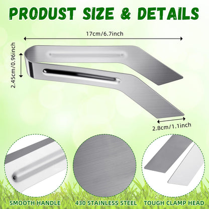 Reallnaive 4 Pcs 6.7 Inch Seedling Transplant Tongs with Gardening Gloves 2 Stainless Steel Gardening Plants Transplant Tongs 2 Rubber Coated Protective Gloves with Grip for Reducing Root Damage