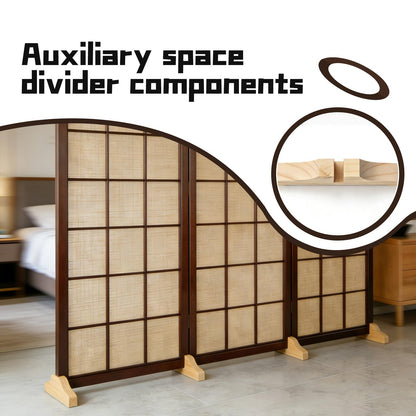 4 PCS Wood Room Divider Stand, Folding Room Dividers Holder Feet with Screws, Sturdy Privacy Screen Base for Folding Room Divider, Fit for Home Hotel Office (Wood)