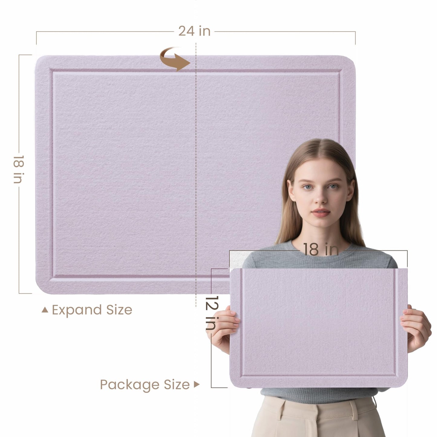 Lightomorrow Bulletin Board, 24 x 18 Inches Cork Board Alternative Decorative Felt Pin Board with Safe Removable Adhesives & 21 Push Pins for Home Office Classroom Walls-Light Lavender