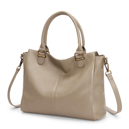 befen Soft Genuine Leather Medium Tote Bag Crossbody Bags for Women Leather Purses Handbags Satchel Purse Shouder Bag with Top Handles for Daily & Travel Taupe