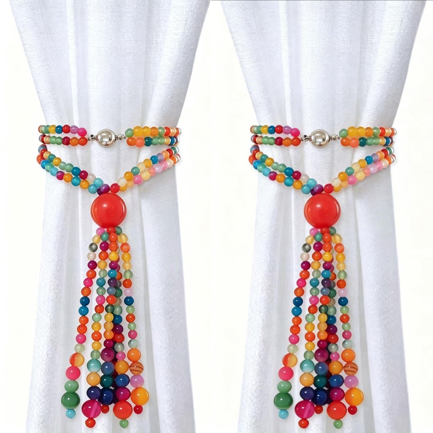 EOREA Beaded Magnetic Curtain Tiebacks Boho Decor