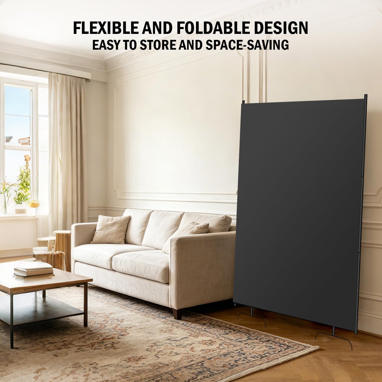 Room Divider Panel, 100% Blackout Privacy Screens with Wider Feet, 5Ft x 6FT Portable Room Partition for Room Separator, Room Divider Screen Partition Room Dividers Freestanding