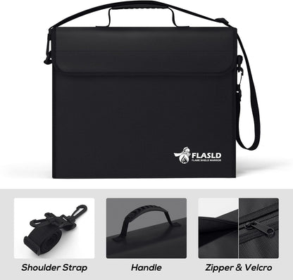 FLASLD Fireproof Document Bags, 15x12x5” Large Fireproof & Water Resistant Bag, Holder Home Office Portable Filing Storage for Valuables, Fireproof Folder FireSafe Box for Cash, Passport