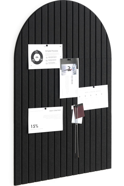 VIVELDA Large Felt Bulletin Board Arched 35" x 24" - Cork Board Alternative for Wall, 6 Felt Tiles with 32 Adhesive Tabs, Stylish Pin Board for Home Office, Bedroom & Classroom (Black)