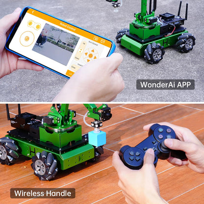 LewanSoul JetMax Robotic Arm for Jetson Nano AI Vision ROS Open Source Programmable Robot Arm Kit with 4 Kinds Gripper Big Chassis Sensor Modules Wireless Control App/PC Coding Study DIY Robot