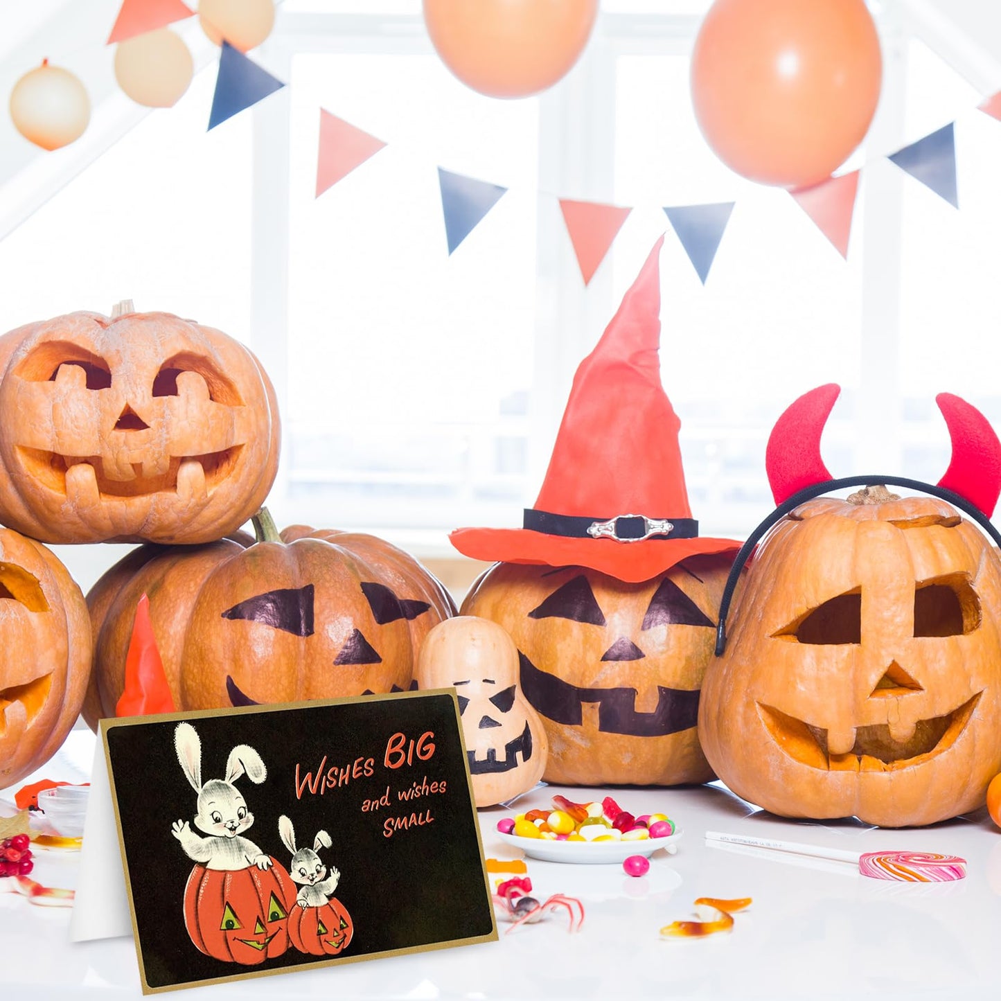 Whaline 50 Pack Halloween Greeting Cards with Sticker Envelope Vintage Evil Pumpkin Witch Blank Note Cards for Party Invitations, 4 x 6 Inch