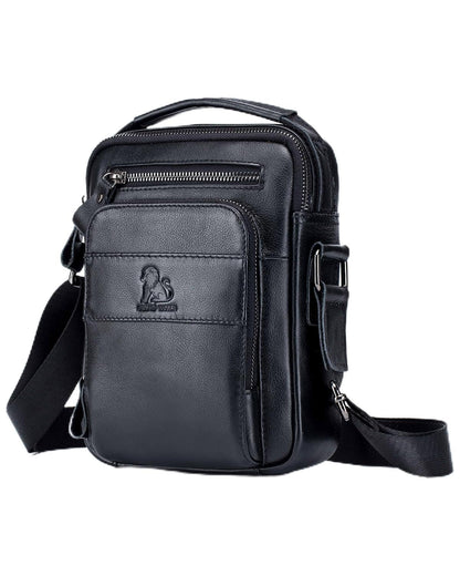 STEELLION Men's Vinatge Leather Crossbody:Compact with Organized Pockets,Stylish & Functional for Everyday Carry (black)