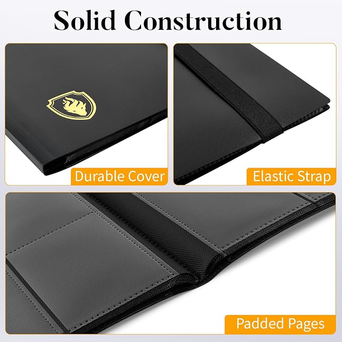 Heavy Duty Card Binder, Fabmaker 9 Pocket Trading Card Binder Holds 360 Cards, Sleek Side-Loading Card Album, Sturdy Card Collection Folder for Game Cards, Sport Cards, Purple