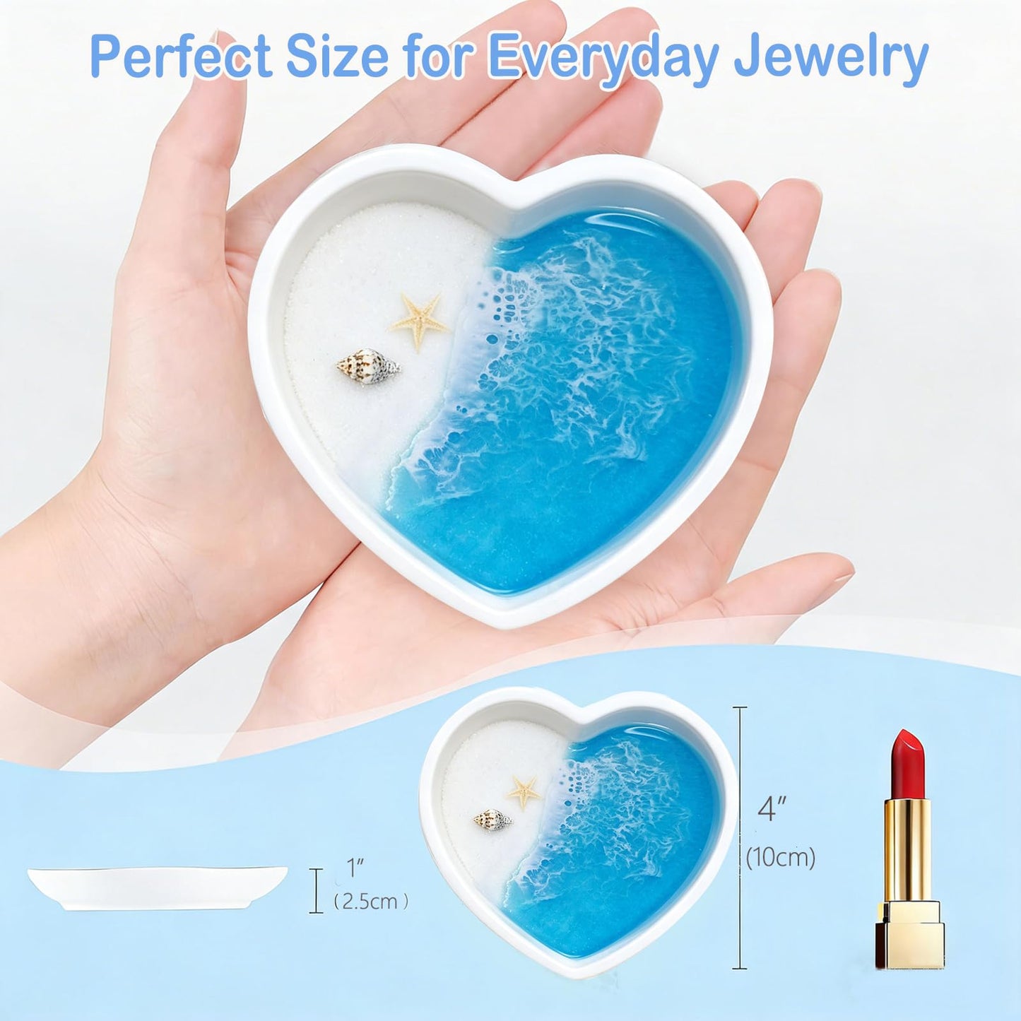 LENTOFINE Resin Ring Dish,Coastal Jewelry Tray for Small Trinkets