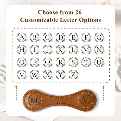 KIKIDWIS Personalized Leather Magnetic Bookmark with Pen Holder – Custom Initial Design for Readers（Brown-C）
