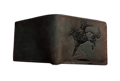 Mayan Corner - Authentical leather handcrafted wallet, distressed bifold wallet, classic gift for dad - Cowboy