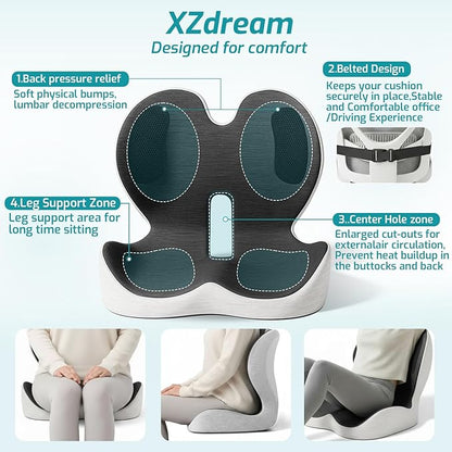 Seat Cushion,Office Chair Cushion with Lumbar Support Pillow,Ergonomic Design for Long Sitting,Sciatica,Back Pressure Relief,Back Support Cushions for Car,Truck,Office Chair