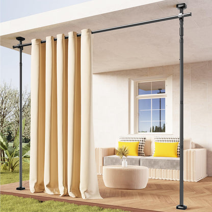 Room Divider Curtain Rod, No Drilling Adjustable Space Partition, Heavy Duty Floor to Ceiling Tension Rod, 4-10ft(H) 28-70inch(W), Temporary Wall Divider for Privacy, Black