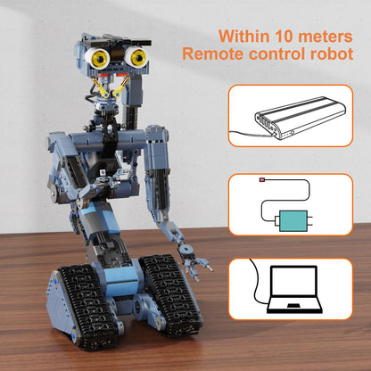 iATOM 1176 Pieces Johnny 5 Robot Building Set with Remote Control - Rechargeable, Gift for Adults Men, STEM Tech Movie Robotic Figure Model Kit