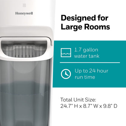 Honeywell Top Fill Tower Humidifier, Digital Humidistat, Black – Cool Mist Humidifiers for Bedroom, Home or Office with Space-Saving Tower Design