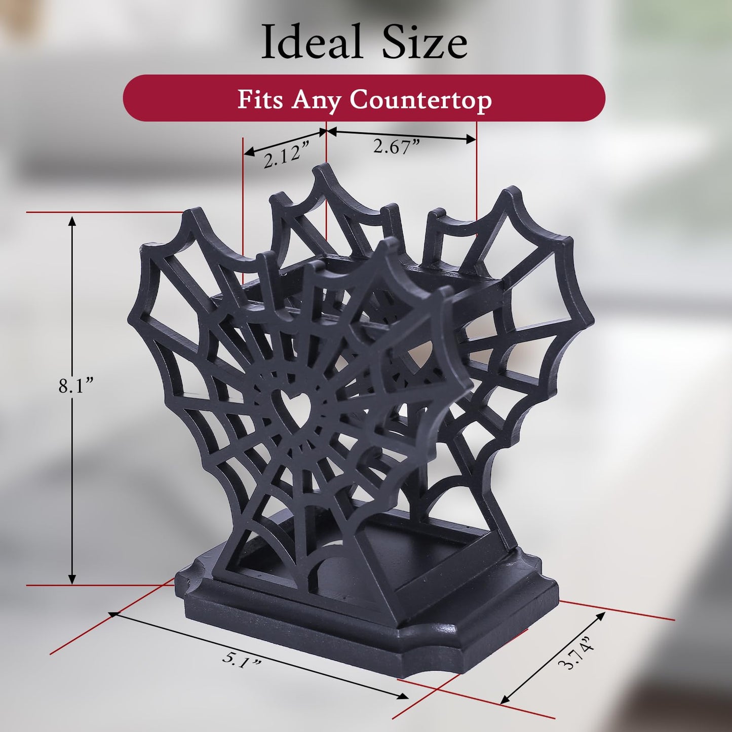 CEFLITECO Spider Web Soap Dispenser Holder – Heart-Shaped Halloween Spider Web Hand Soap Holder for Bathroom – Gothic Wooden Soap Dispenser for Spooky Bathroom Decor – Witchy Gifts for Women