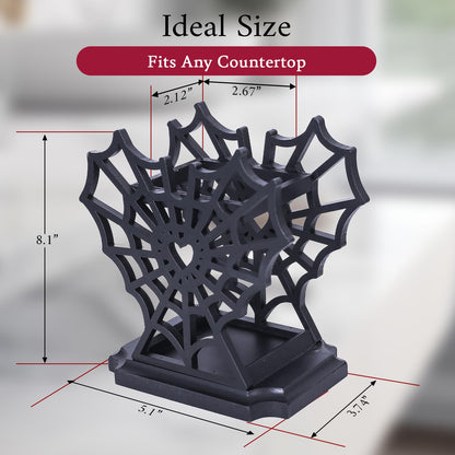 CEFLITECO Spider Web Soap Dispenser Holder – Heart-Shaped Halloween Spider Web Hand Soap Holder for Bathroom – Gothic Wooden Soap Dispenser for Spooky Bathroom Decor – Witchy Gifts for Women