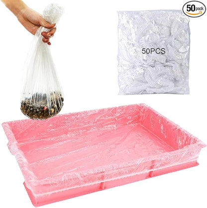 Small Animal Cage Liners Disposable, 50 PCS Rabbit Litter Box Liner Cage Tray Liner Pet Litter Pan Bags Plastic Film Cover for Guinea Pig Bunny Bird Chinchilla Hedgehog (Compact)
