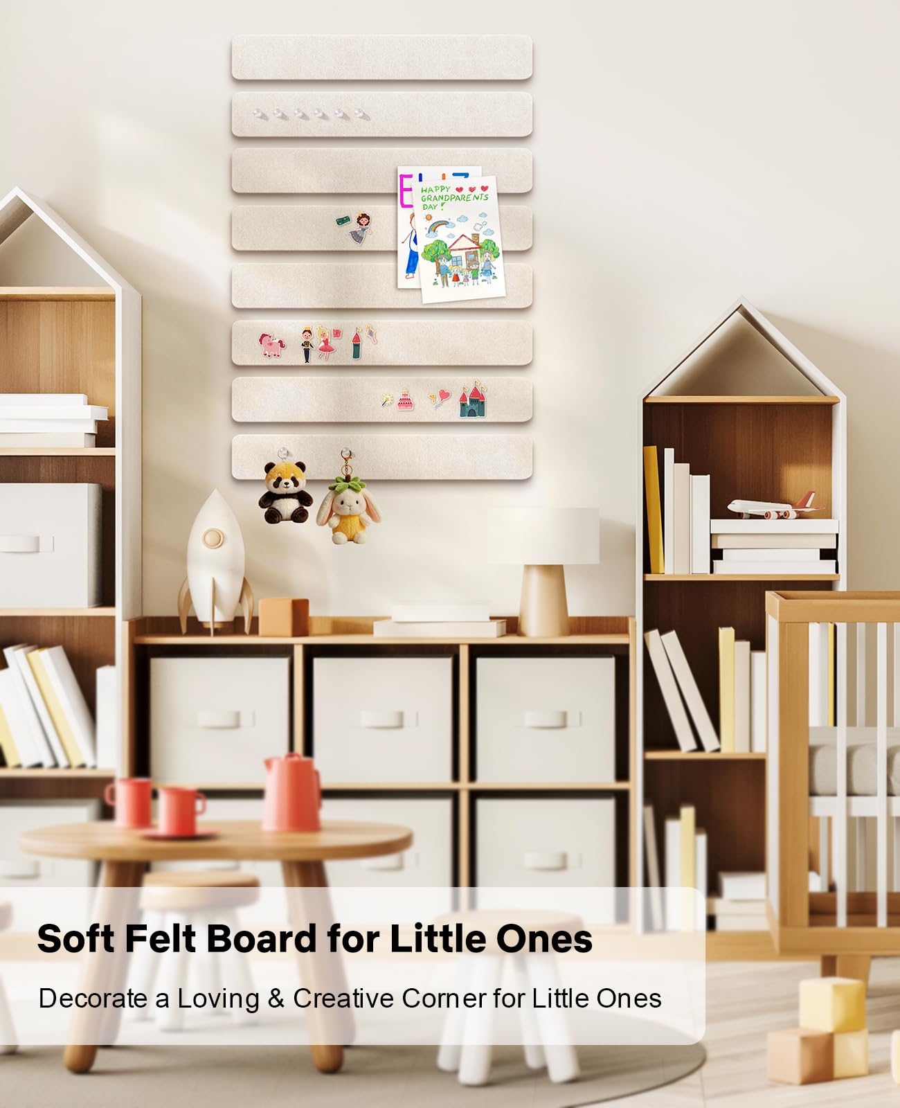 Small Cork Bulletin Board Tiles, Felt Wall Decor and Office Desk Accessories for Vision, Message Center, Picture and Prayer Board, Dorm, Room, Home Office Essentials and Organization(Oatmeal)