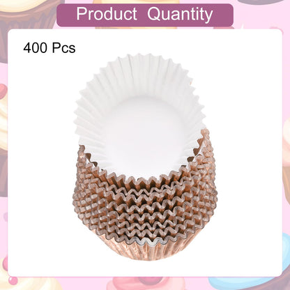 HARFINGTON 400 Count Champagne Foil Muffins Cupcake Liners Standard Size Metallic Baking Cups Wrappers Greaseproof for Party Wedding Birthday